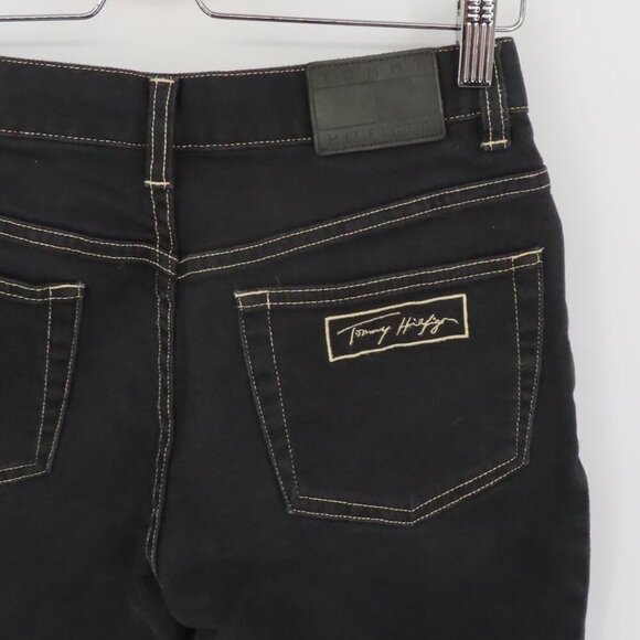 VTG Tommy Hilfiger Women 6 Black Cotton Blend Denim Jeans Embroidered Pocket - Picture 7 of 12